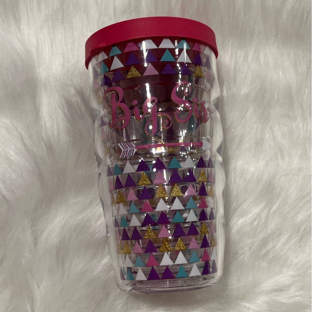 NWT Tervis10oz Big Sis Insulated Tumbler BIG SIS Arrow Print Lid Clear